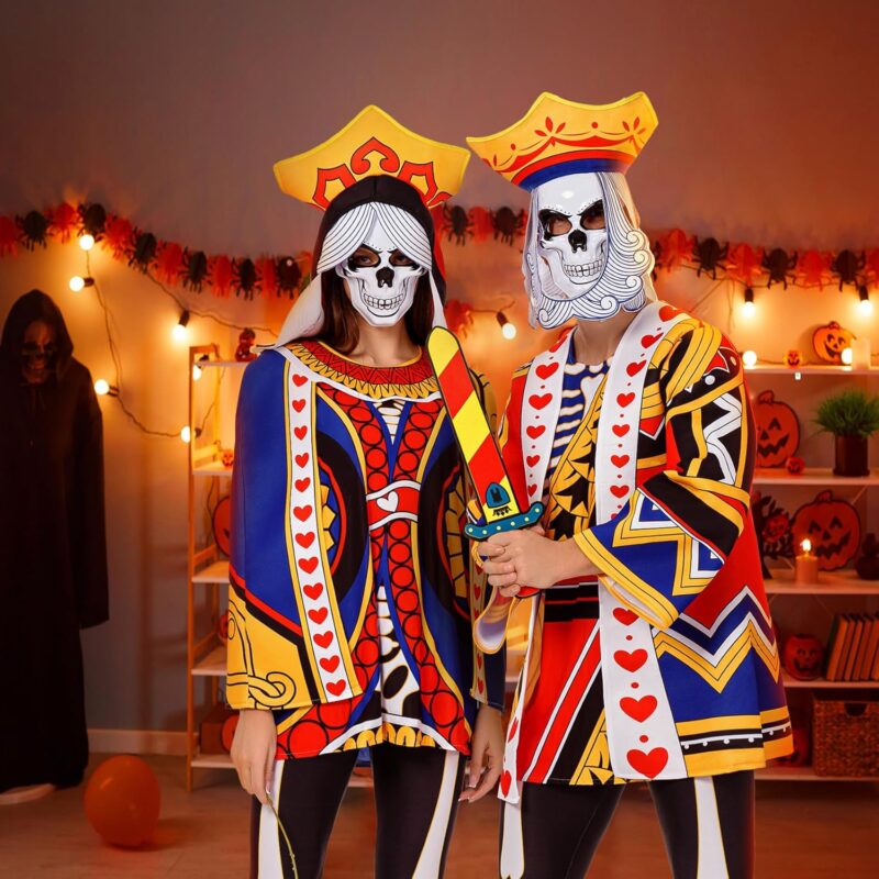 BAYLAY Couple Halloween Costumes for Adults Funny - King and Queen Adults Couple Halloween Costumes with Skull Mask - Image 6