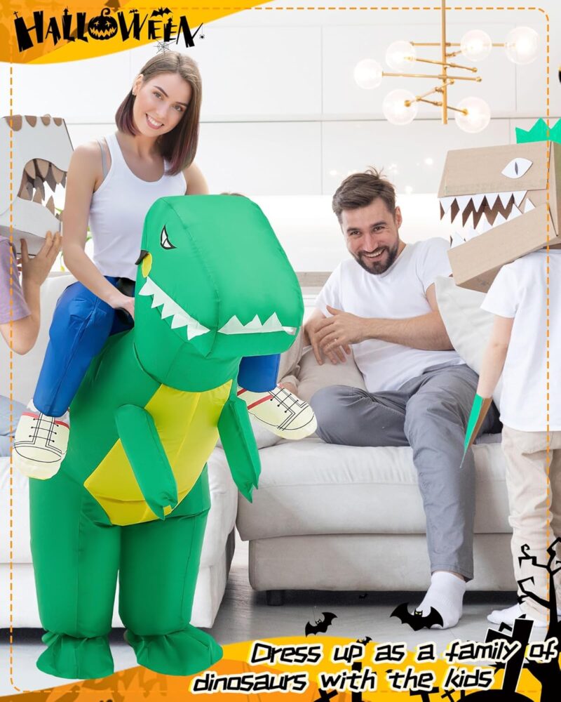 Xtinmee 2 Pcs Dinosaur Costume Inflatable Costume Adult Couples Halloween Costumes Ride on Halloween for Men Women - Image 7