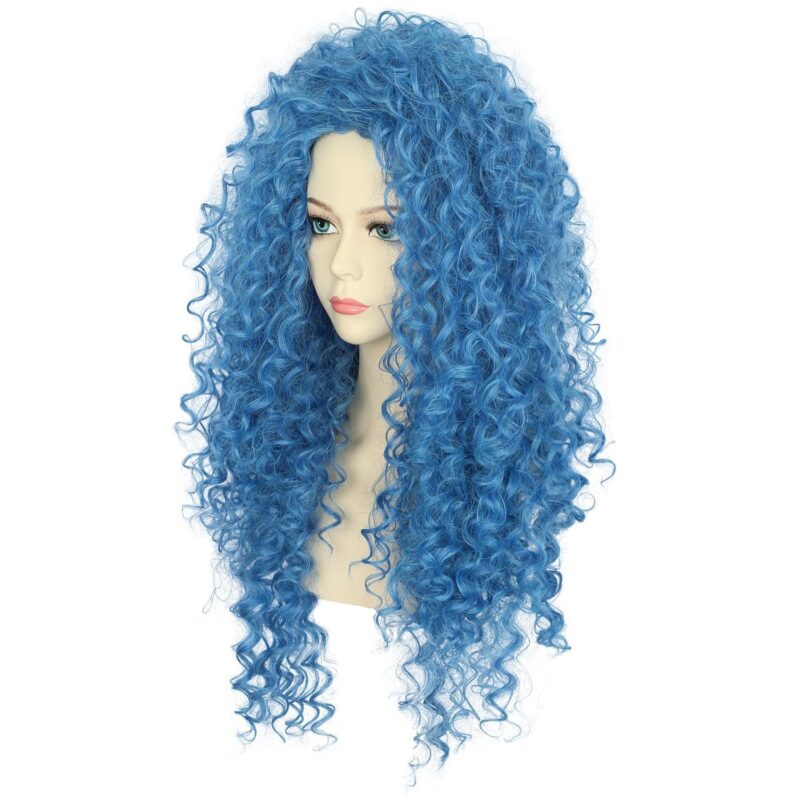 VGbeaty Adult Long Blue Curly Wig Disney Descendants Chloe Cospaly Wig Halloween Costume Wig - Image 3