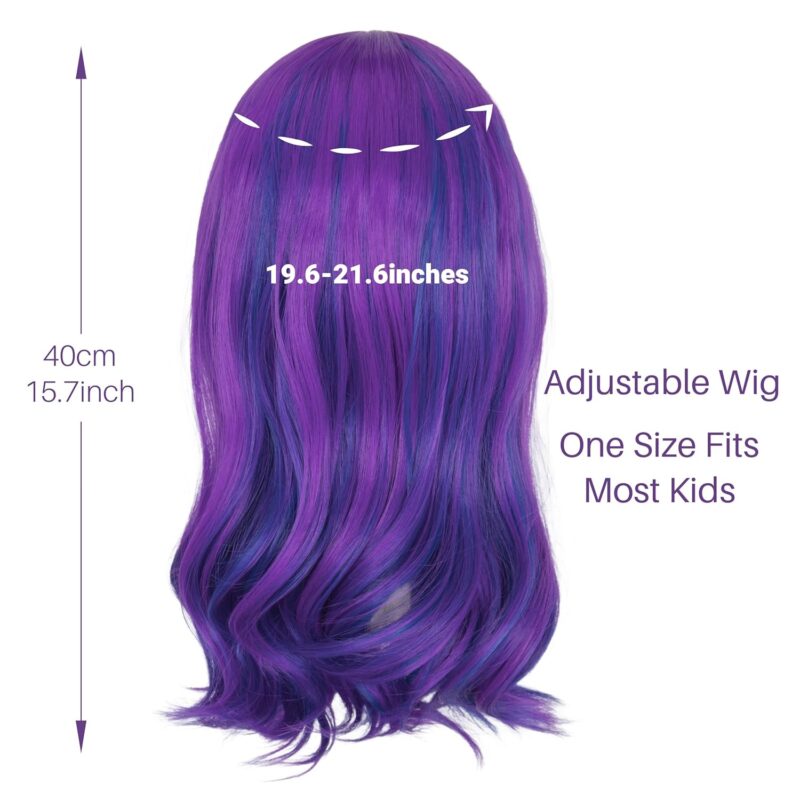 Miss U Hair Long Curly Purple Mixed Blue Shoulder Length Cosplay Wig Halloween Wig for Small Head - Image 2