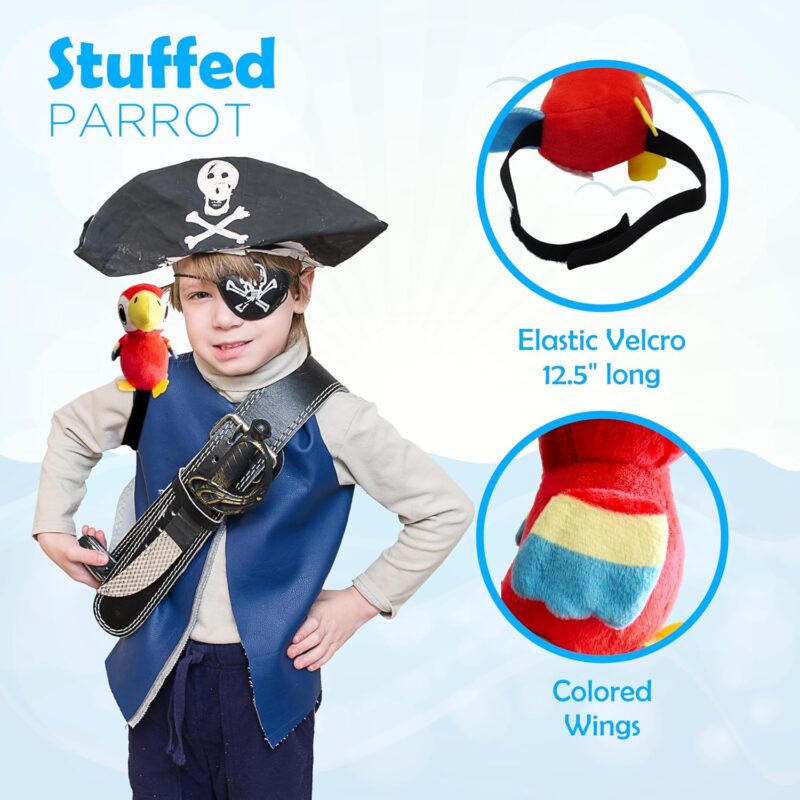 4E's Novelty Stuffed Parrot on Shoulder - Pirate Costume Accessory for Kids & Adults, Halloween Costumes Prop for Boys Girls (1 Piece) - Image 3