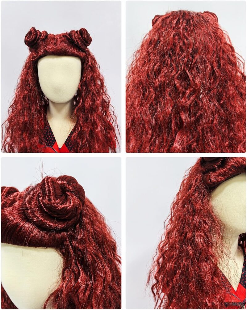 Xefenki Girls Kids Rise of Red Dress Costumes Halloween Cosplay Dress Up With Wig 4-14Y - Image 5