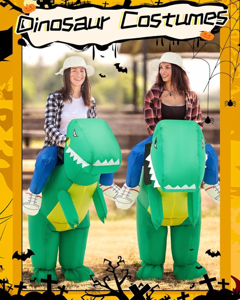 Xtinmee 2 Pcs Dinosaur Costume Inflatable Costume Adult Couples Halloween Costumes Ride on Halloween for Men Women - Image 5