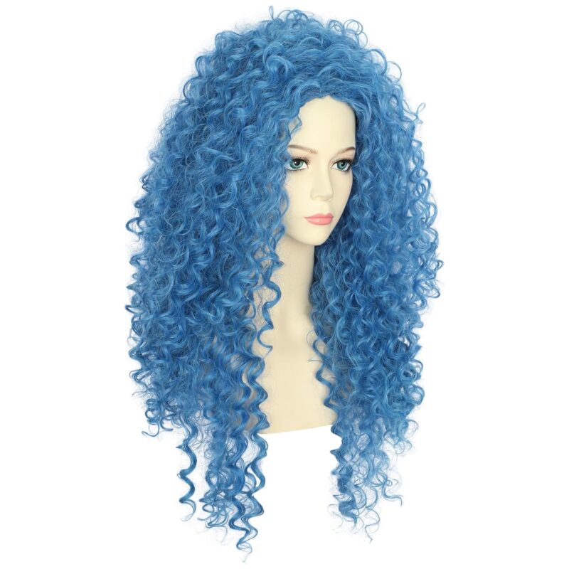 VGbeaty Adult Long Blue Curly Wig Disney Descendants Chloe Cospaly Wig Halloween Costume Wig - Image 2