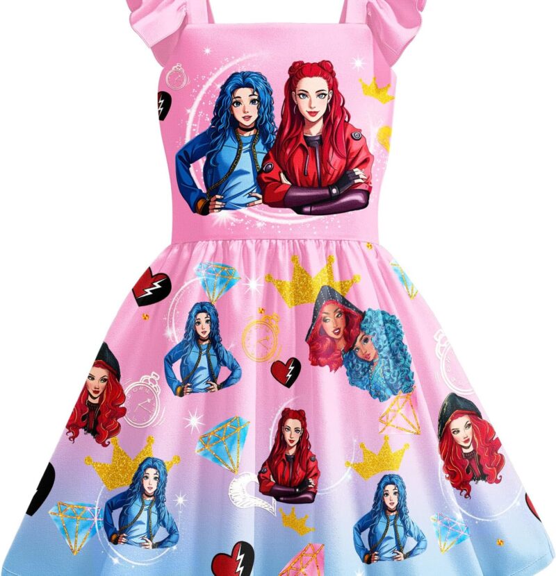 Cute Girls Dress Casual Princesss Movie Outfits Kids Flutter Dress Birthday Party - Image 5