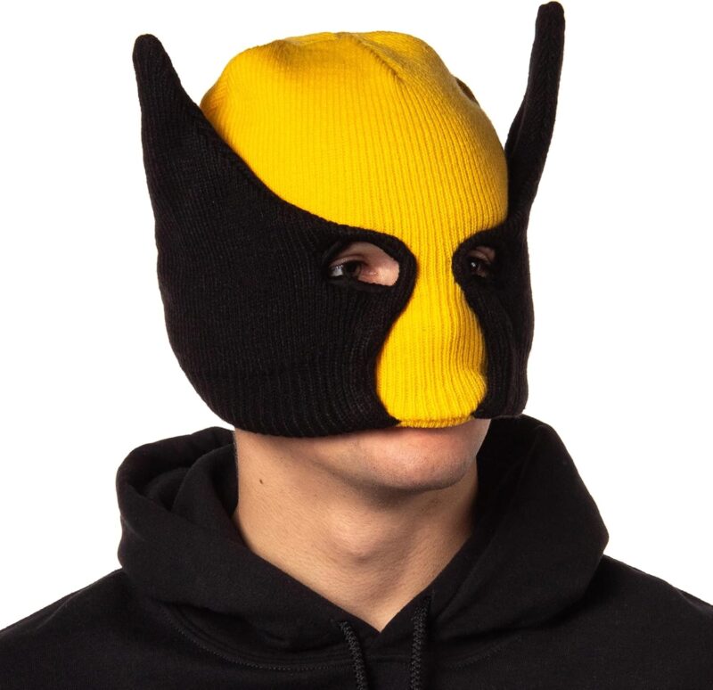 Marvel Wolverine Beanie X-Men Costume Character Mask Cuff Knit Beanie Hat Multicolored