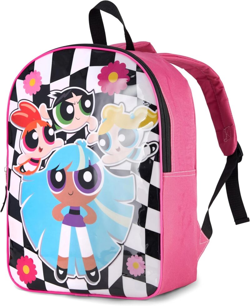 Powerpuff Girls Backpack for Girls 15” | Cute Powerpuff Girls Bookbag for Kids | Padded Straps & Large Zip Compartment | Powerpuff Girls Back to School Supplies - Image 2