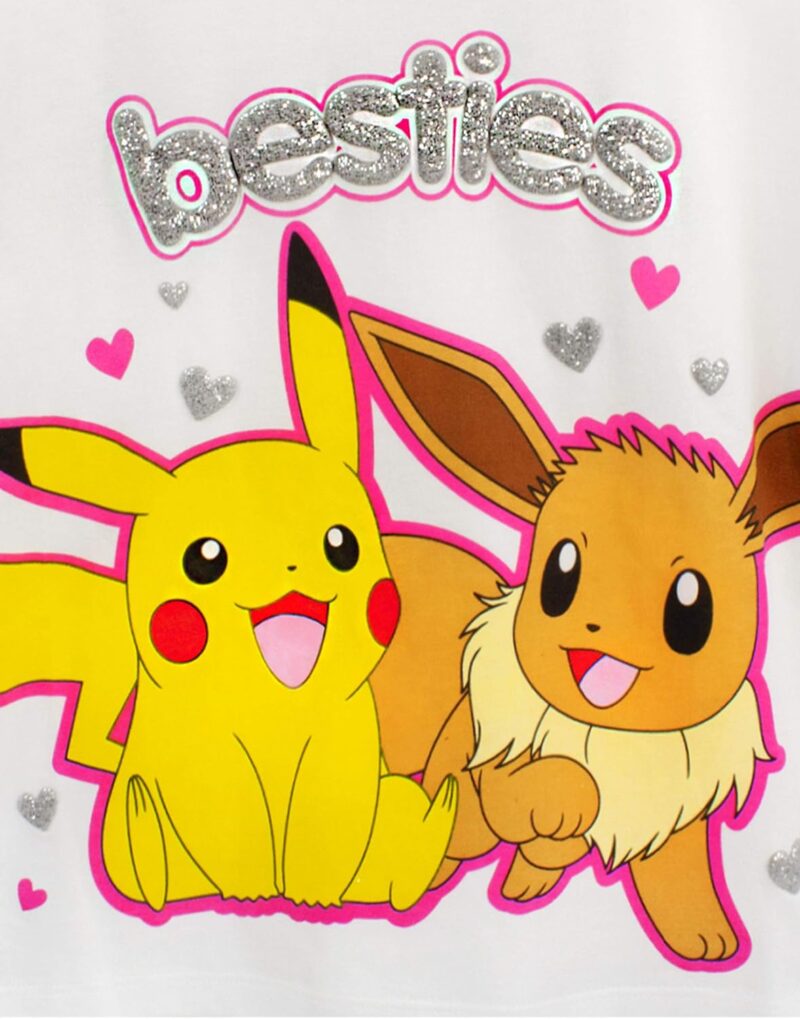 Pokemon Pyjamas Pikachu & Eevee Frill Sleeve Long OR Short Leg Girls PJs - Image 5