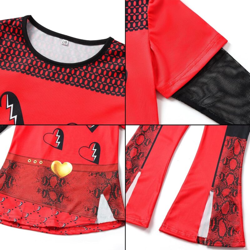 Girls Red Costume Halloween Princess Costume Kids Red Jacket Shirt Pants Movie Birthday Cosplay Outfit Accessories - Image 4