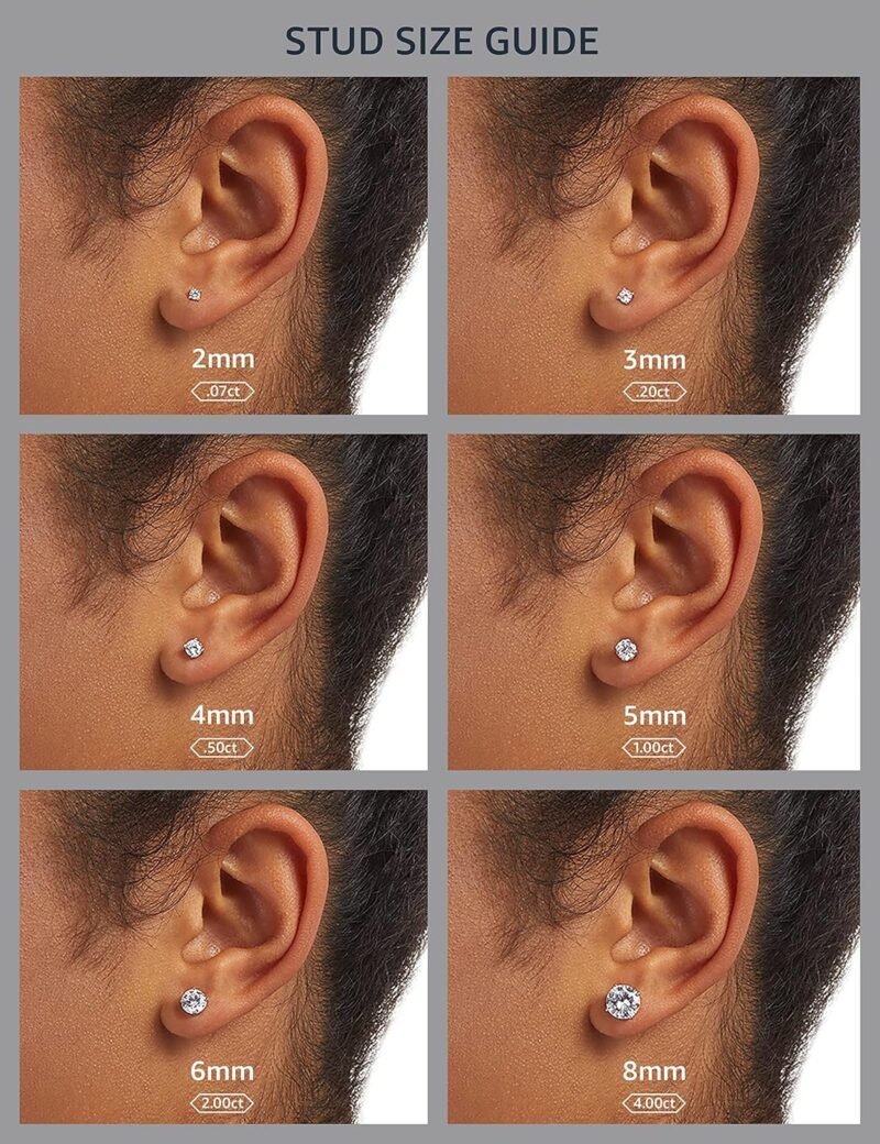 Amazon Essentials Plated Sterling Silver Cubic Zirconia Stud Earrings (Round & Princess) - Image 6