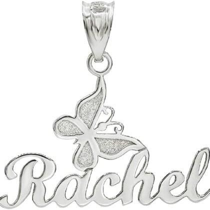 10K or 14K Yellow, White or Rose Gold Personalized Name Butterfly Pendant Custom Made Any Name - Choice of Metal