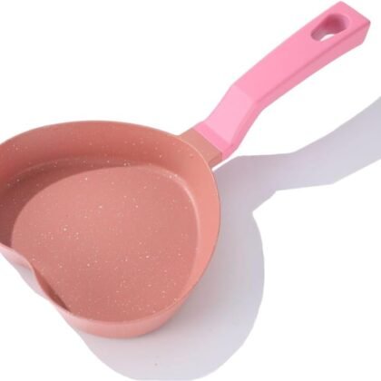 Mini Nonstick Egg Pan, Small Frying Pan with Unique Heart-shaped, One Egg Frying Pan with Granite Coating, Multi-functional Frying Pan for Cooking Eggs, Pancake, Sausages and Burgers, Pink