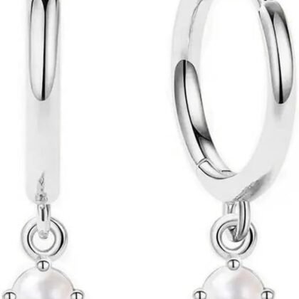 CAITLYNMINIMALIST 18K Gold Plated Sterling Silver Dainty Opal Pearl CZ Diamond Dangle Drop Mini Hoop Huggie Earrings