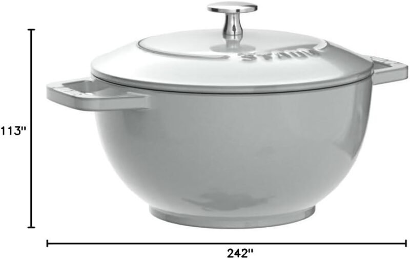 Staub Wa-NABE 40501-006 Gray M 7.1 inches (18 cm) Two-Handed Cast Iron Pot, Cooking, 2 Pieces, Induction Compatible - Image 7
