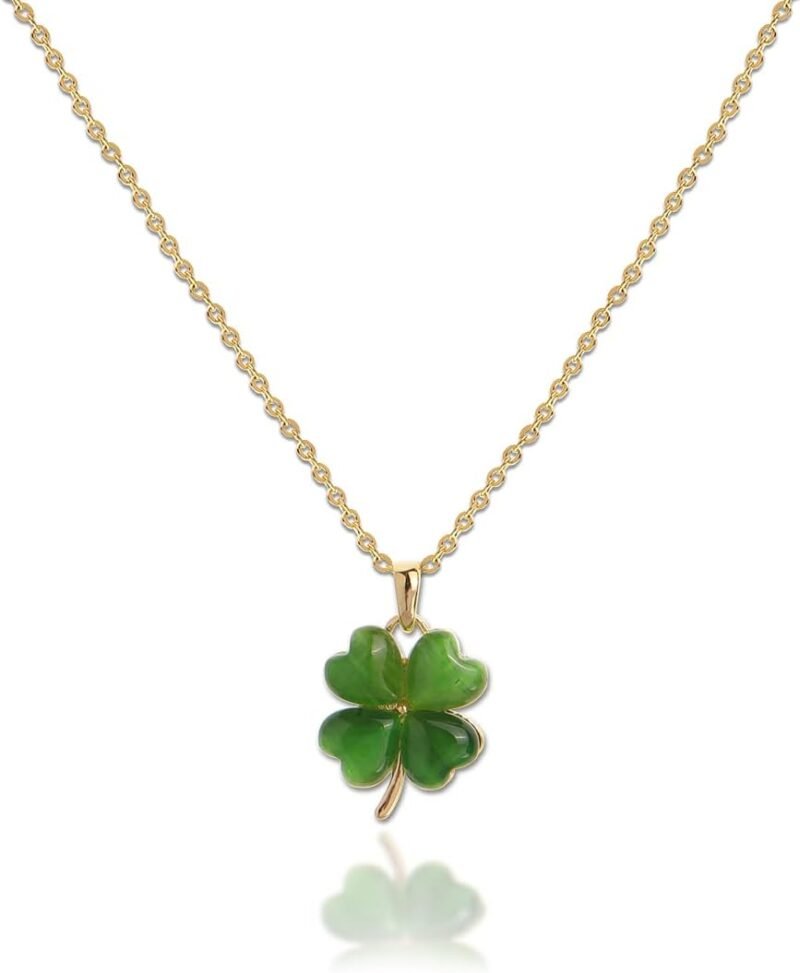 Sonateomber Lucky 4 Leaf Clover St.Patrick's Necklaces for Women, Cute CZ Clover Pendant Necklace Rhinestone Choker Day Prom Accessories Jewelry Gift