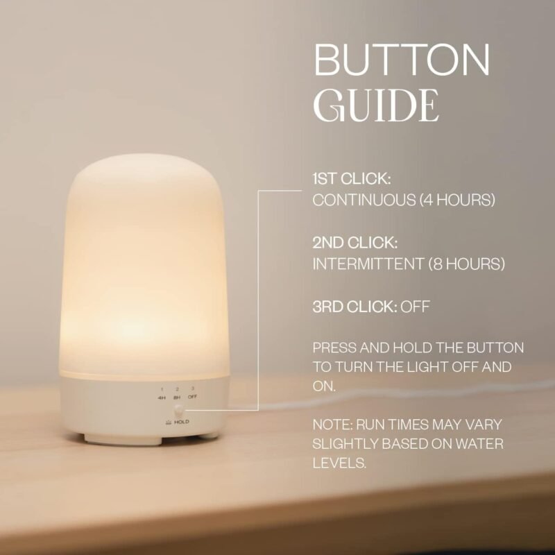 Vitruvi Glow Diffuser, Ultrasonic Essential Oil Diffuser | Oil Diffuser Essential Oils, Aromatherapy Diffuser | Diffusers for Home, Kids Room Diffuser, Room Decor (100 ml) White - Image 5
