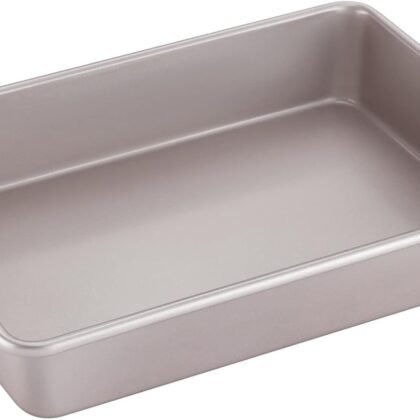 CHEFMADE 13-Inch Rectangle Cake Pan, Non-Stick Loaf Pan Deep Dish Bakeware for Oven Roasting Meat Bread Jelly Roll Battenberg Pizzas Pastries 9.7" x 13.6" X 2.4"(Champagne Gold)