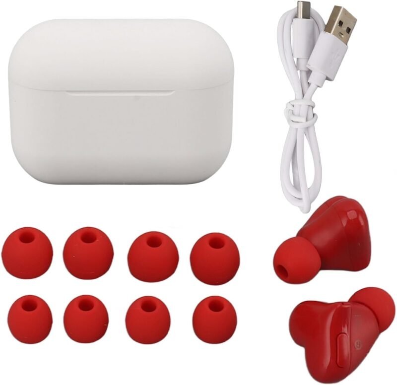 Yoidesu Earbuds Stylish Heart Shaped, Cute Creative Red Heart Bluetooth Earbuds with Charging Case, Noise Cancelling HiFi Stereo BT Earphones, Gifts for Girls Friends - Image 9
