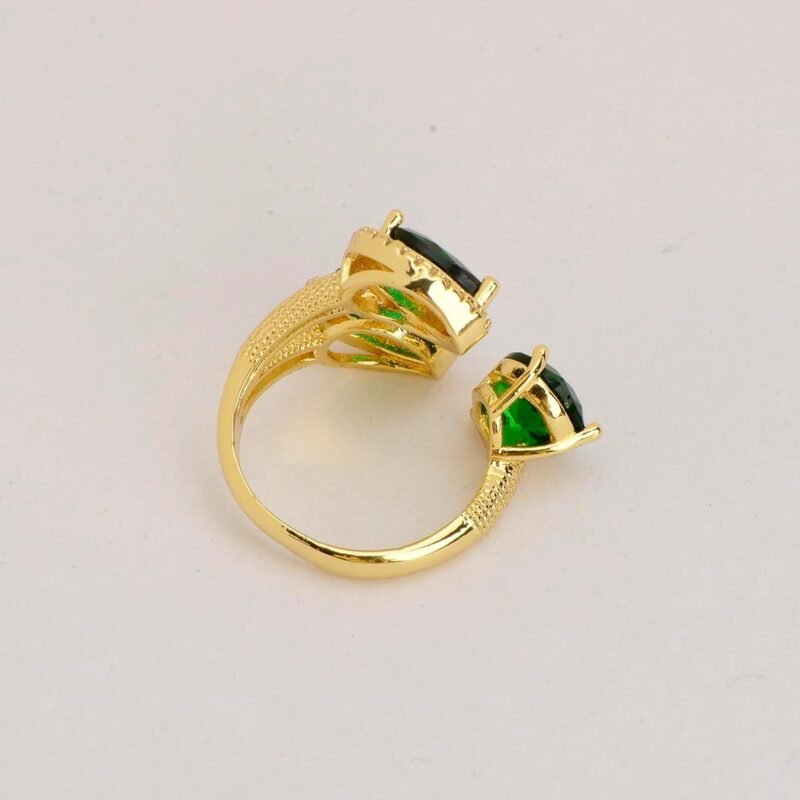 Fashion Statement Adjustable Ring for Women - Gold Plated Teardrop CZ Cubic Zirconia Crystal Cluster Floral Flower Butterfly Lucky Decor Expandable Open Rings Wedding Bridal Costume Jewelry Party - Image 6