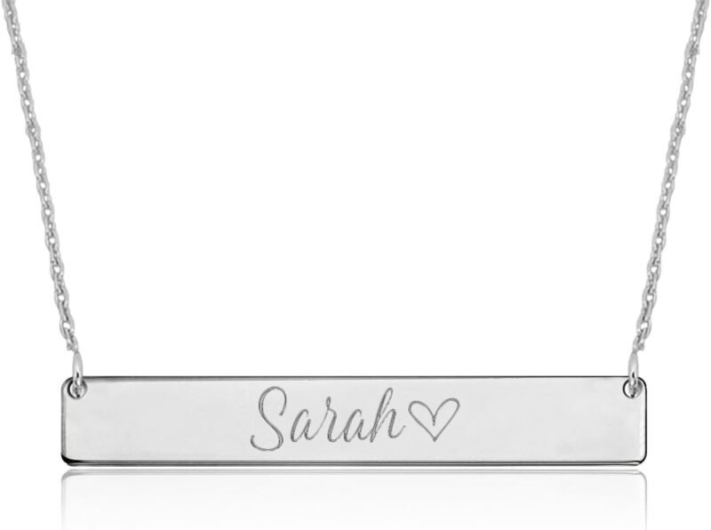 Custom Name Bar Necklace Sterling Silver - Personalised Nameplate Necklace with Any Name - Image 3