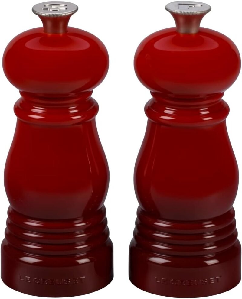 Le Creuset Petite Salt and Pepper Mill Set, 5" x 2" each, Cerise