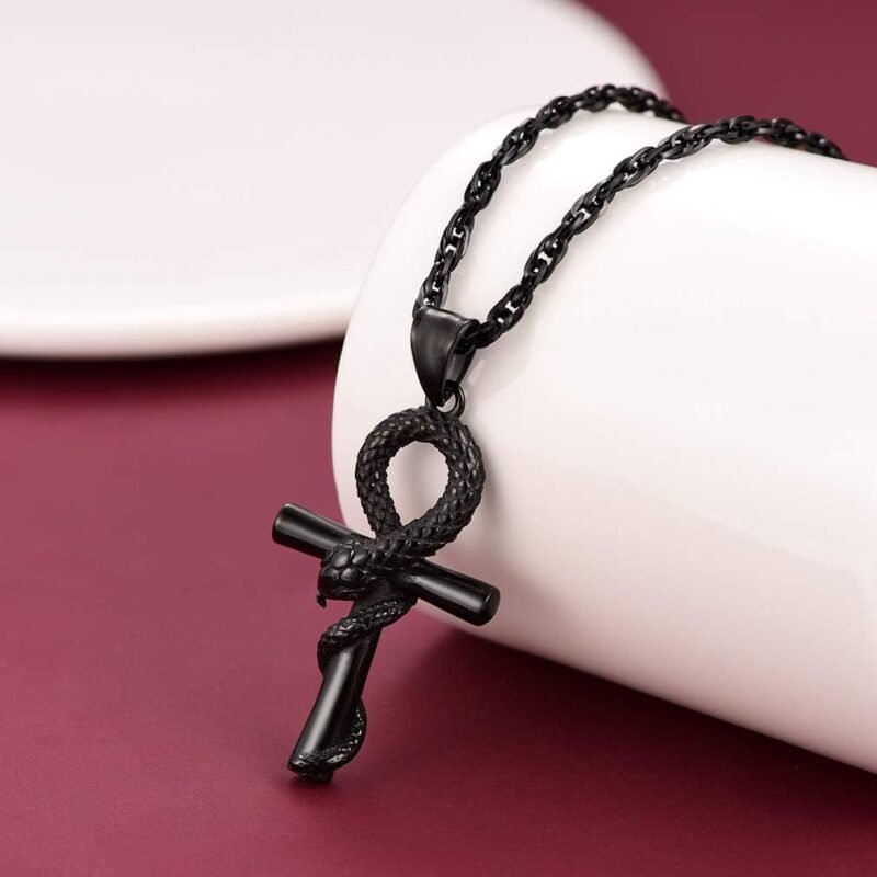 FaithHeart Eye of Horus Necklace Ankh Cross Necklaces, Stainless Steel Ancient Egyptian Coptic Jewelry for Men Women, Wedjat Eye Pendants Customize Available - Image 7