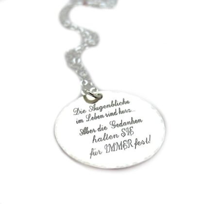 Quote Engraved Necklace, Custom Engraved Disc - Inspirational words or phrase Pendant - Personalized Sterling Silver Pendant - Engraved Jewelry