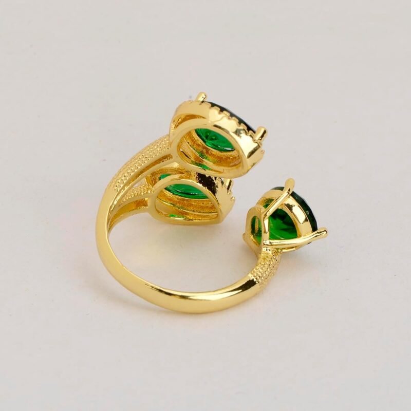 Fashion Statement Adjustable Ring for Women - Gold Plated Teardrop CZ Cubic Zirconia Crystal Cluster Floral Flower Butterfly Lucky Decor Expandable Open Rings Wedding Bridal Costume Jewelry Party - Image 4
