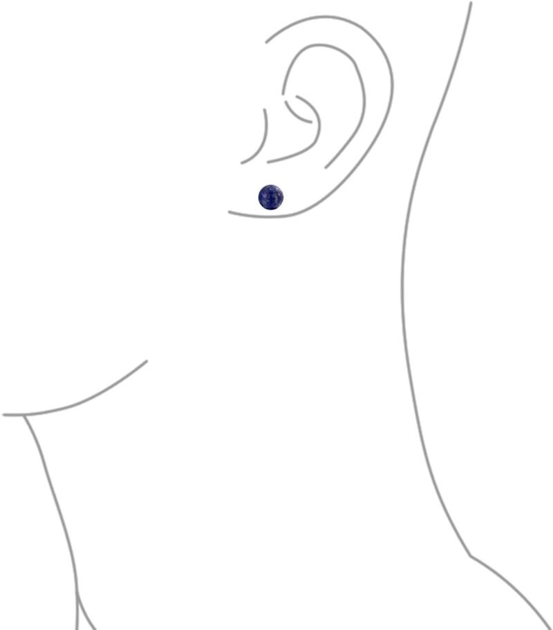 8MM Natural Gemstone Round Bead Ball Stud Earrings .925 Sterling Silver for Women Teens -Variety of Birthstones - Image 3