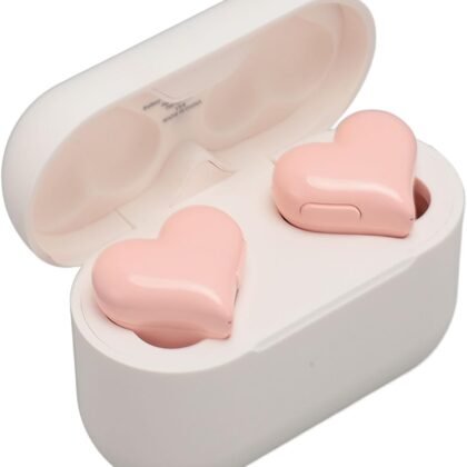 Heart Shaped Earbuds, BT 5.3 HiFi Stereo Sound Noise Canceling Earphones with Charging Case, Cute in Ear Earbuds for Lover Couples for Valentine Sport Travel ()