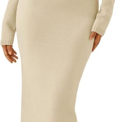LILLUSORY Off Shoulder Sweater Dresses for Women Knit Bodycon Long Sleeve Fall Party Formal Midi 2025