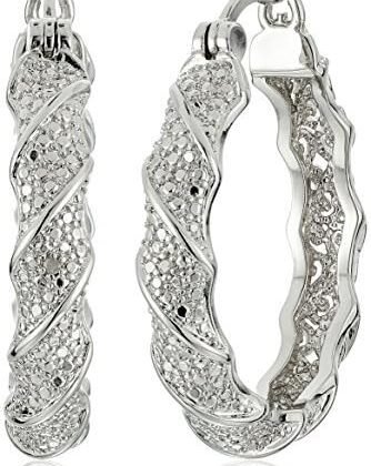 Amazon Essentials Plated Bronze Diamond Accent Twisted Hoop Earrings (previously Amazon Collection)