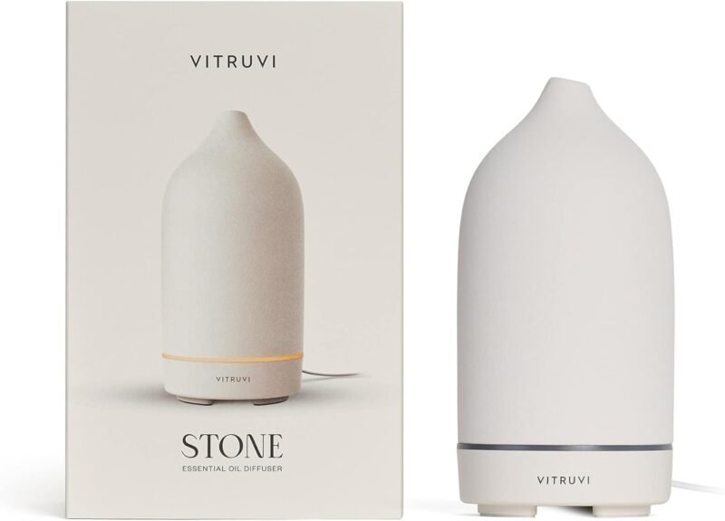 Vitruvi Stone Diffuser, Ceramic Ultrasonic Essential Oil Diffuser for Aromatherapy | Ceramic Diffuser, Diffusers for Home, Oil Diffuser, Housewarming Gift | White, 90ml Capacity - Image 7