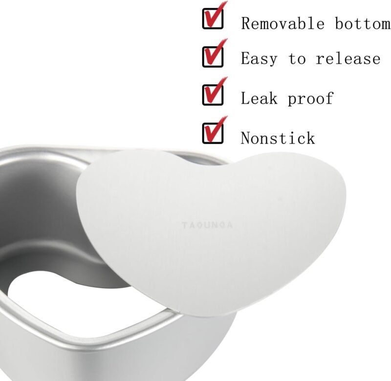 Heart Shaped Cake Pans 4 Inch and 6 Inch Set of 2 Aluminum Heart Cake Pans with Removable Bottoms for Baking Romantic Desserts - Image 3