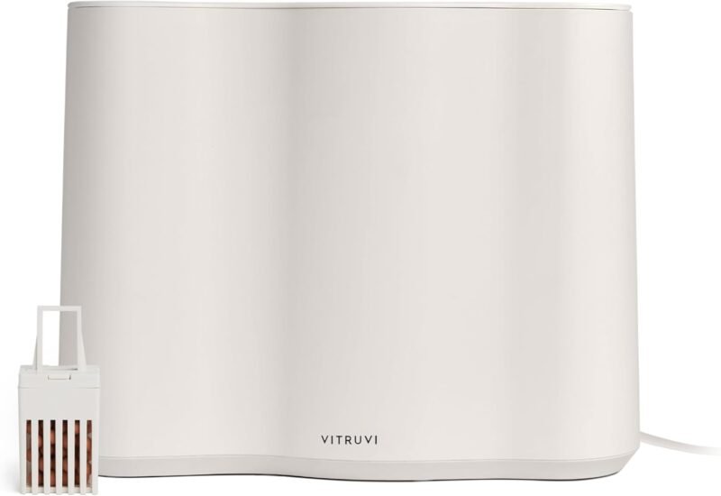 Vitruvi Cloud Bedside Humidifier, White Humidifier, 24 Hr Run Time, 602ft Coverage, Large Home Bedroom, Baby Room - Includes 3 Month Filter