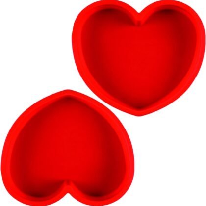 2 Packs Silicone Heart Shaped Cake Pans for Baking, 10inch Cake Molds for cakes and Chocolate Cakes, Non-stick silicone bakeware sets, Easy Clean, Freezer, Microwave and Oven Safe