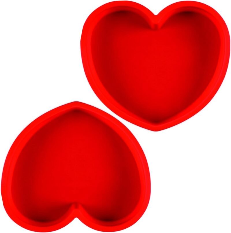 2 Packs Silicone Heart Shaped Cake Pans for Baking, 10inch Cake Molds for cakes and Chocolate Cakes, Non-stick silicone bakeware sets, Easy Clean, Freezer, Microwave and Oven Safe