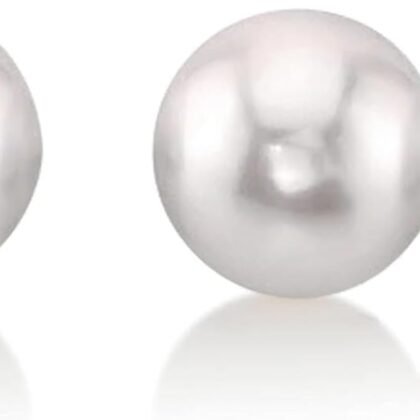 THE PEARL SOURCE White Japanese Akoya Real Pearl Earrings for Women - 14k Gold Stud Pearl Earrings | Hypoallergenic Earrings with Genuine Cultured Pearls, Pearl Gifts for Anniversary