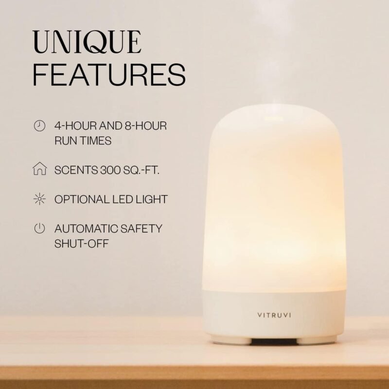 Vitruvi Glow Diffuser, Ultrasonic Essential Oil Diffuser | Oil Diffuser Essential Oils, Aromatherapy Diffuser | Diffusers for Home, Kids Room Diffuser, Room Decor (100 ml) White - Image 3