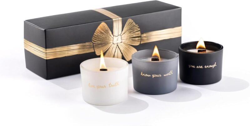 Janos Fernando Aromatherapy Candle Gift Set - Soy Scented Candles with Essential Oils -Motivational Words, Ideal for Relaxation