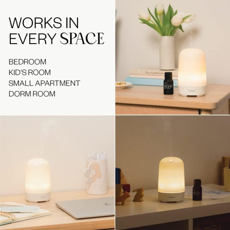 Vitruvi Glow Diffuser, Ultrasonic Essential Oil Diffuser | Oil Diffuser Essential Oils, Aromatherapy Diffuser | Diffusers for Home, Kids Room Diffuser, Room Decor (100 ml) White - Image 4