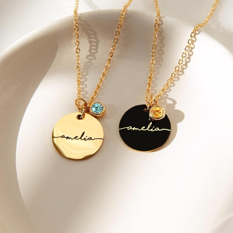 Birthstone Name Necklace for Women Valentines Day Gifts for Mom Personalized Gold Plated Pendants Jewelry for Mother Grandma Gift Birthday Gifts for New Moms -CN-BS-SH - Image 2