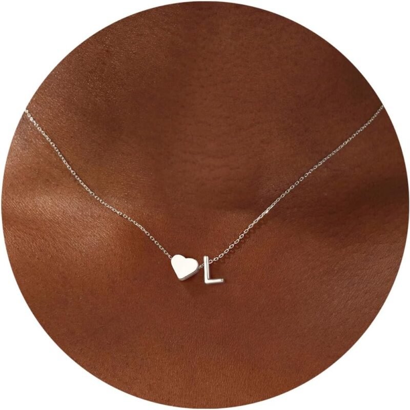 Turandoss Valentines Day Gifts for Her, 18K Real Gold Plated Heart Initial A-Z Necklace Dainty Heart Necklaces Tiny Gold Initial Necklaces Birthday Valentines Day Gifts for Girls Women Jewelry