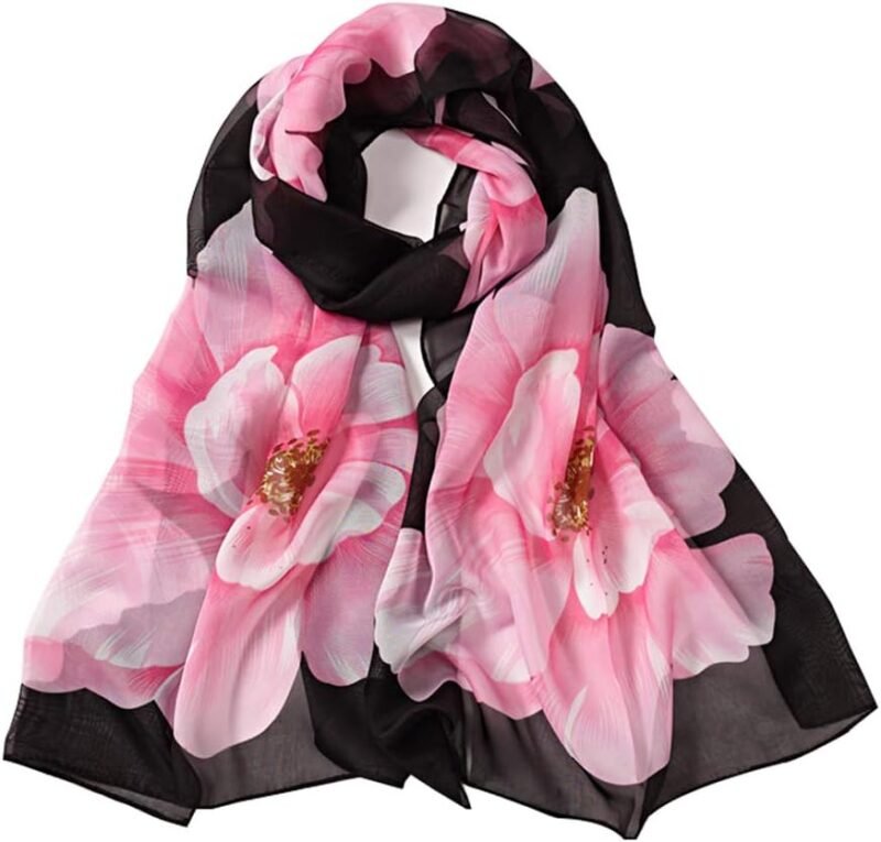 E-Clover Women Soft Floral Print Shawl Chiffon Sheer Scarf