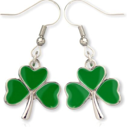 Shamrock Green Dangle Earrings: 4-Leaf Clover Dangling Earrings for Women Cute St Patrick's Day Accessories