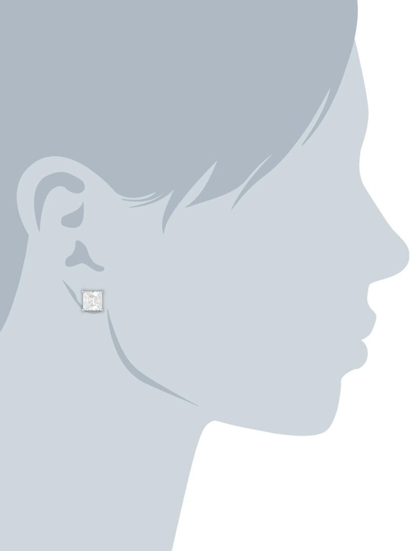 Amazon Essentials Plated Sterling Silver Cubic Zirconia Stud Earrings (Round & Princess) - Image 5