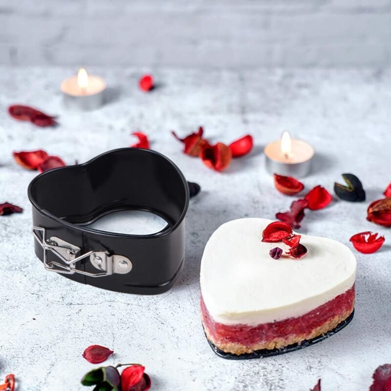 Webake Springform Pan 4 inch Heart Shape Mini Cheesecake Pan Set of 2, Cake Pan Heart Baking Molds Accessories of Instapot, Pressure Cooker, Air Fryer & Christmas, Valentine's Day Baking - Image 4