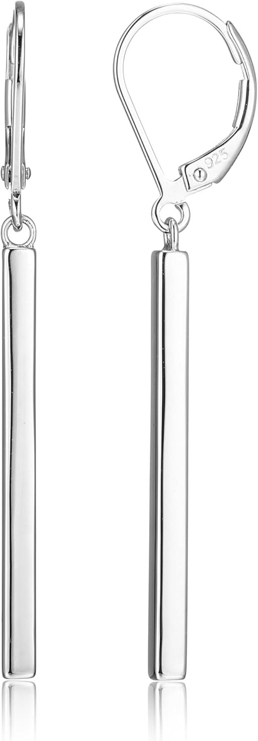 Amazon Essentials 18K Yellow Gold or 14K Rose Gold Over Sterling Silver Bar Drop Earrings (previously Amazon Collection) - Image 2