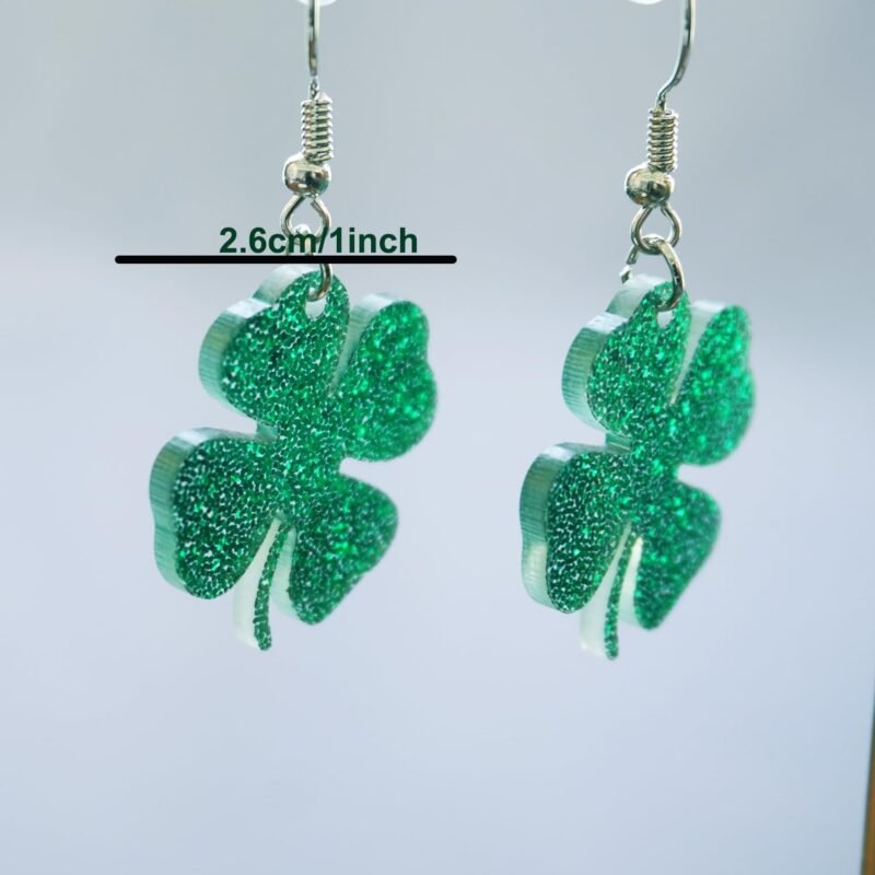 Women Adult St Patricks Day Earrings, Green Shamrock Dangle Earrings St. Patrick's Day Accessories Clover Earrings Irish Lucky Shamrock Dangle Earrings St. Patrick's Day Earrings for Women - Image 5