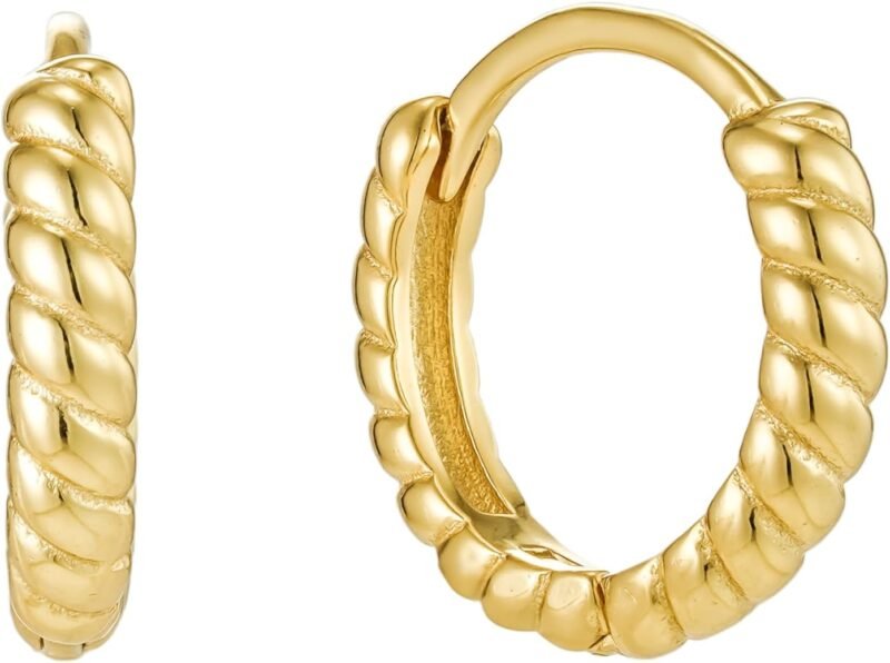 CAITLYNMINIMALIST 18K Gold Sterling Silver Classic Chunky Bold Croissant Hoop Earrings Jewelry Gift for Women